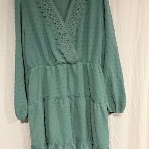 Elegant Teal Long Sleeve Dress